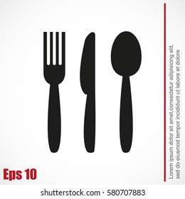 Cutlery - knife, fork and spoon vector icon