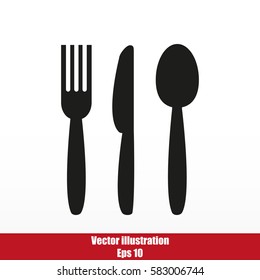 Cutlery - knife, fork and spoon vector icon