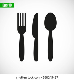 Cutlery - knife, fork and spoon vector icon