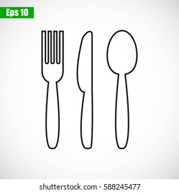 Cutlery - knife, fork and spoon vector icon