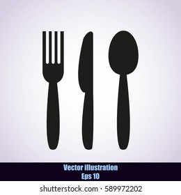Cutlery - knife, fork and spoon vector icon