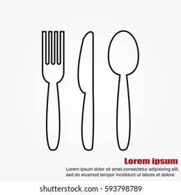 Cutlery - knife, fork and spoon vector icon