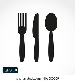 Cutlery - knife, fork and spoon vector icon