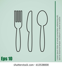 Cutlery - knife, fork and spoon vector icon