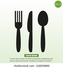 Cutlery - knife, fork and spoon vector icon