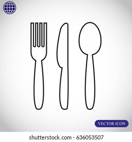 Cutlery - knife, fork and spoon vector icon