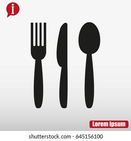 Cutlery - knife, fork and spoon vector icon
