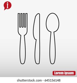 Cutlery - knife, fork and spoon vector icon