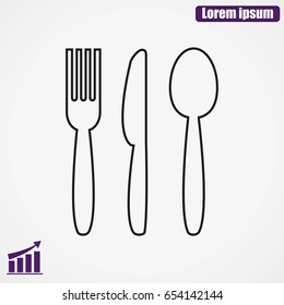 Cutlery - knife, fork and spoon vector icon
