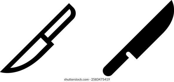 Cutlery Knife Icon Sign – Dining and Kitchen Vector Symbol Set