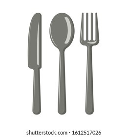Cutlery. Knife, spoon, fork. Vector graphics.
