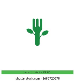 cutlery and leaf icon vegan symbol design element vector eps 10