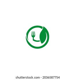 Cutlery and leaf vector illustration for an icon, symbol or logo. suitable for vegetarian restaurant logo