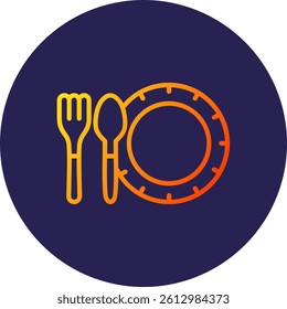 Cutlery Line Circle Gradient Style