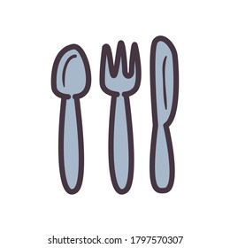 Cutlery line and fill style icon design, Cook kitchen eat and food theme Vector illustration