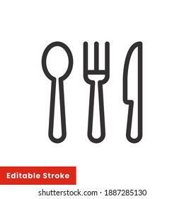 Cutlery line icon for web template and app. Editable stroke vector illustration design on white background. EPS 10