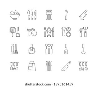 Cutlery line icons, signs, vector set, outline illustration concept 
