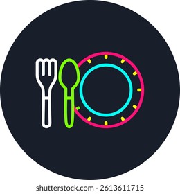 Cutlery Line Multi Colour Circle