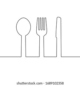 cutlery line symbol vector on white background