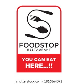 The cutlery logo design is suitable for restaurants, food stops, and dining logos. Cutlery icon in flat line style forming letter S