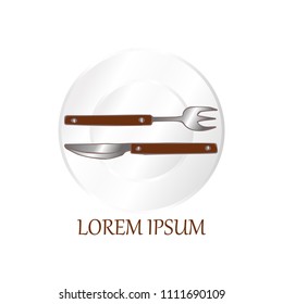 Cutlery logo. Hand drawn. Vector.