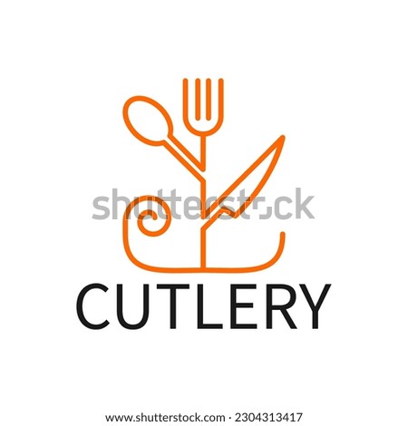 cutlery logo template , food tree logo template , food logo template with spoon icon , knife icon and fork icon
