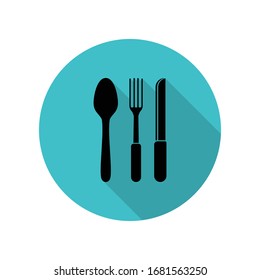 Cutlery long shadow icon. Simple glyph, flat vector of web icons for ui and ux, website or mobile application