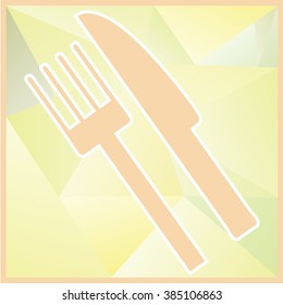 Cutlery. Low Poly.Yellow.