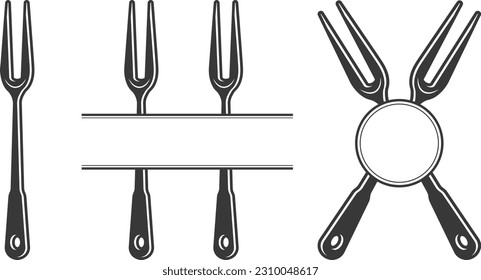 Monograma de cubiertos, Silhouette de cubiertos, Vector de horquilla, Equipo de restaurante, Imágenes prediseñadas, Cuchara de horquilla y monograma de Cuchillo