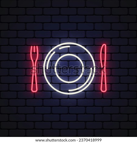 Cutlery neon on light background. Vector illustration