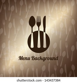 Cutlery old over bronze background vector illustration