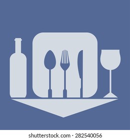 Cutlery on a blue background