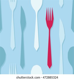 Cutlery on light blue - vector background