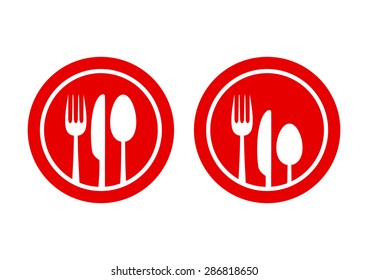 Cutlery on red plate