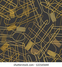 cutlery orange outline seamless pattern