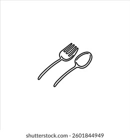cutlery outline illustration. spoon and fork black line illustration
