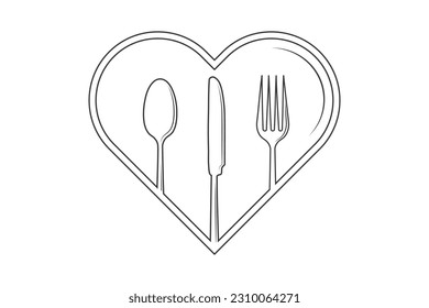 Cutlery Outline, Cutlery Silhouette, Fork Vector, Restaurant Equipment, Clip Art, Fork Spoon and Knife Outline