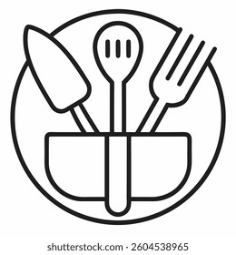 Cutlery outline vector icon on white background
