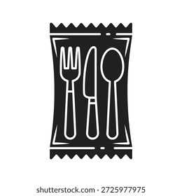 Besteck Pack Symbol mit Gabellöffel und Messer ein Symbol für Einweg-Utensilien für zum Mitnehmen Essen und Restaurant Lieferservice und Catering