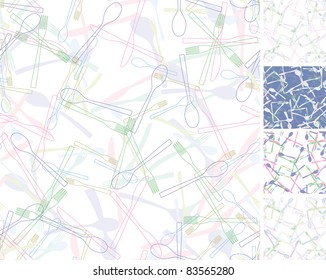 Cutlery in pastel colors in seamless pattern.