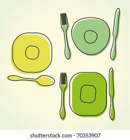 Cutlery and plate