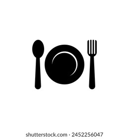 Cutlery Plate Fork and Knife flat vector icon. Simple solid symbol isolated on white background. Cutlery Plate Fork and Knife sign design template for web and mobile UI element