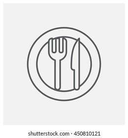 Cutlery, Plate fork and knife icon, Vector