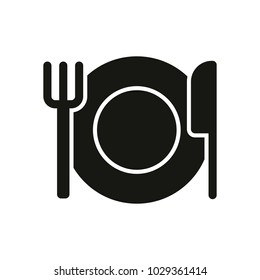cutlery. plate fork and knife. simple silhouette