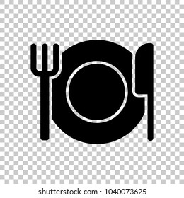 cutlery. plate fork and knife. simple silhouette. On transparent background.
