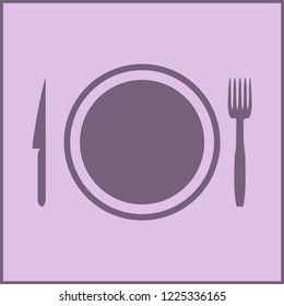 cutlery. Plate fork and knife vector silhouette
