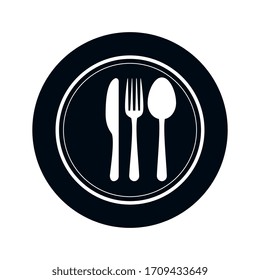 Cutlery Plate Fork Knife Vector Silhouette Stock Vector (Royalty Free ...