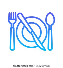 Cutlery and Plate Line Gradient Icon Design