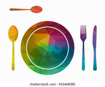 cutlery and plate poly icon