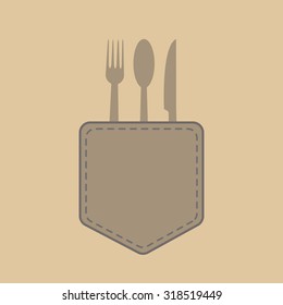 cutlery in the pocket in flat design